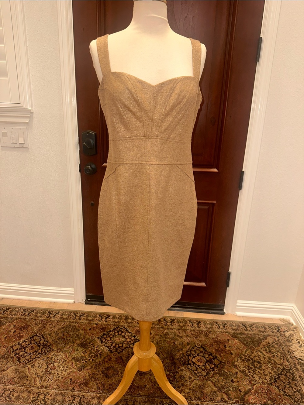 Diane Von Furstenberg Tan Sweetheart Sheath Midi Dress